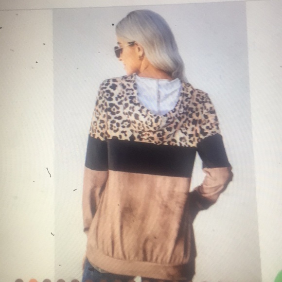 Champagne color Leopard Tie dye colorblock hoodie - Picture 2 of 8